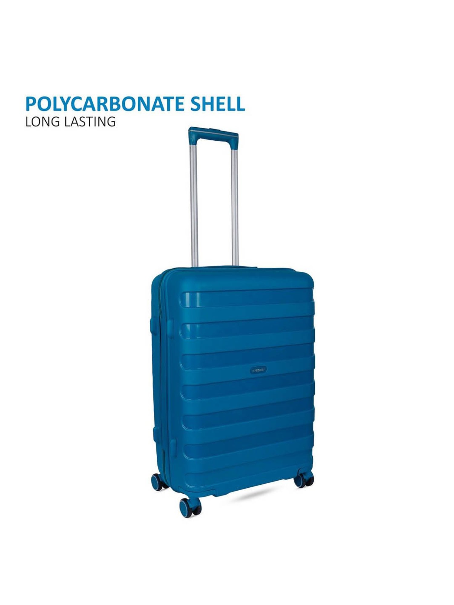 Priority Teal Blue 4 Wheels Large Hard Cabin Trolley Bag 50.8 cm