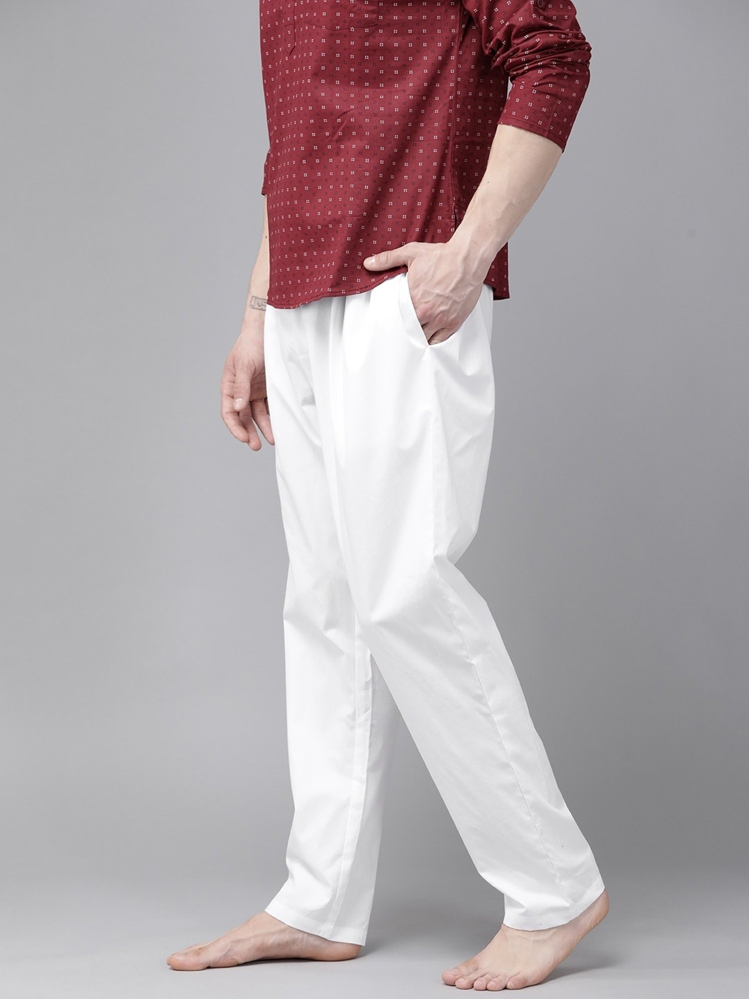 See Designs White Cotton Regular Fit Pyjamas