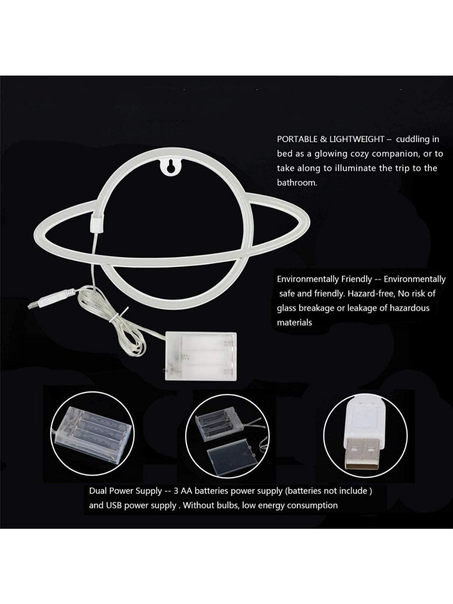 Xergy Neon Signs-Planet Neon Sign Light Decor (White & Blue)