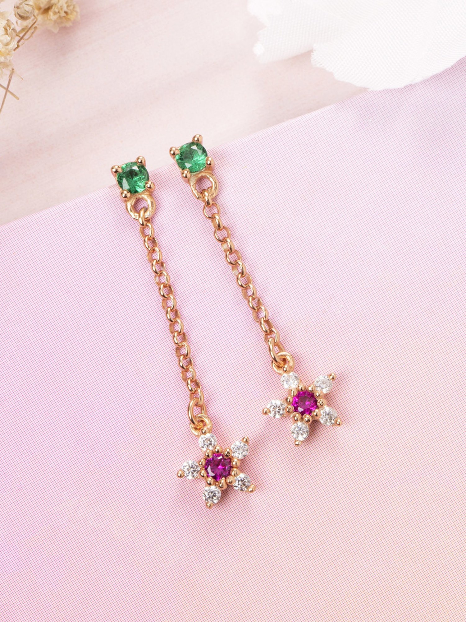 Zavya 92.5 Sterling Silver Floral Cascade Drop Earrings for Women