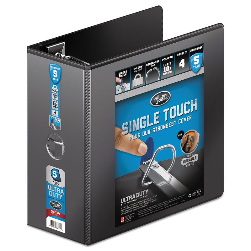 Moldex Ultra Duty D-Ring View Binder w/Extra-Durable Hinge 5" Cap Black 86651