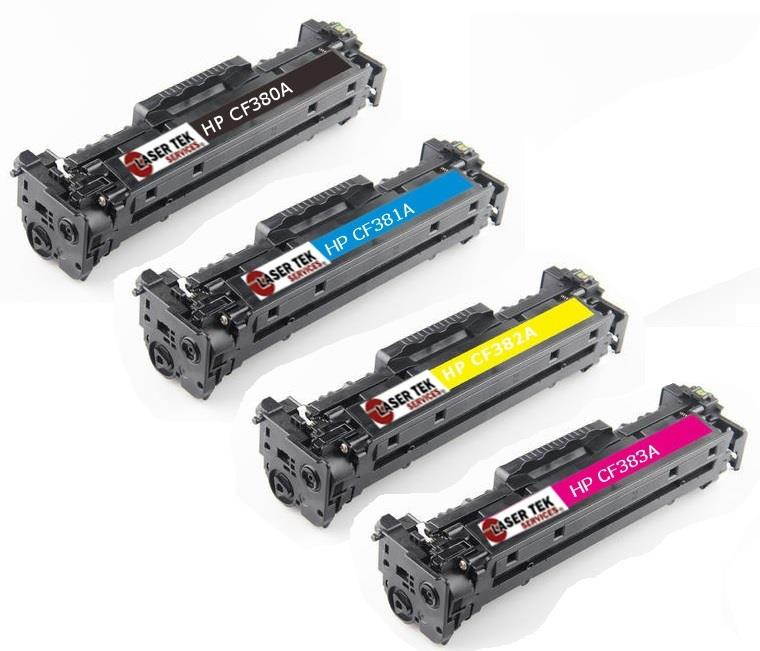 Laser Tek Services HP Compatible  312A - CF380A, CF381A, CF382A, CF383A 4 pack for HP LJ Pro: MFPM476nw, M476dn, M476dw