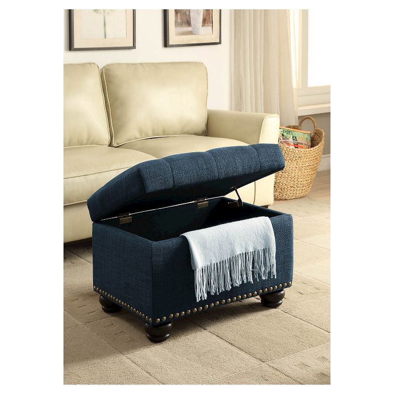5th Avenue Storage Ottoman Blue Fabric - Breighton Home