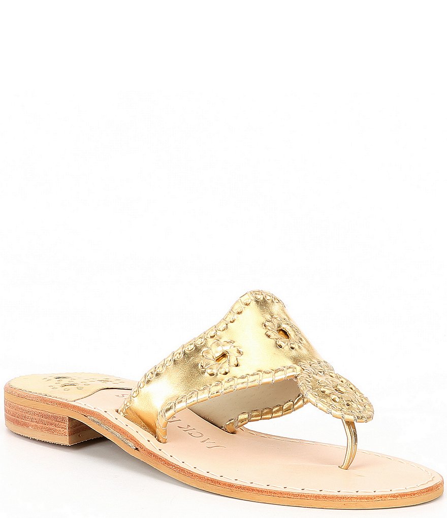 Jack Rogers Jacks Metallic Leather Flat Sandals