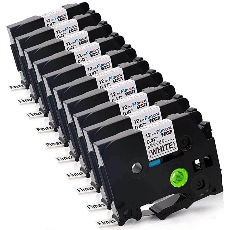 PTouch TZE231 Tape 12mm 047 Replacement for Brother TZE231 12 047 Compatible with Ptouch PTD210 PTH110 PTD600 Cube Ptd400 Label Makers Black on White 10PK