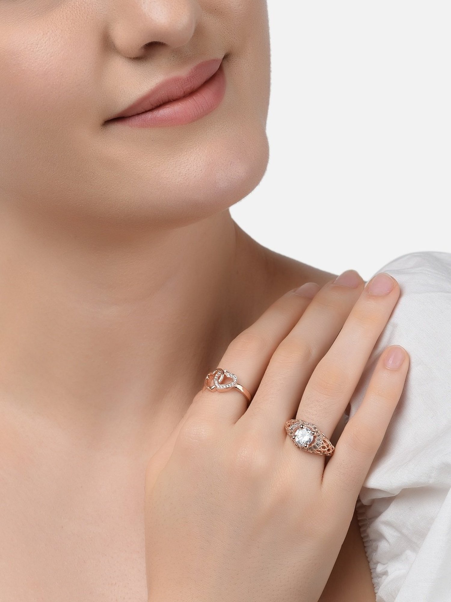 Accessorize London Women's Jewel Embellished Rings Set Of Three White