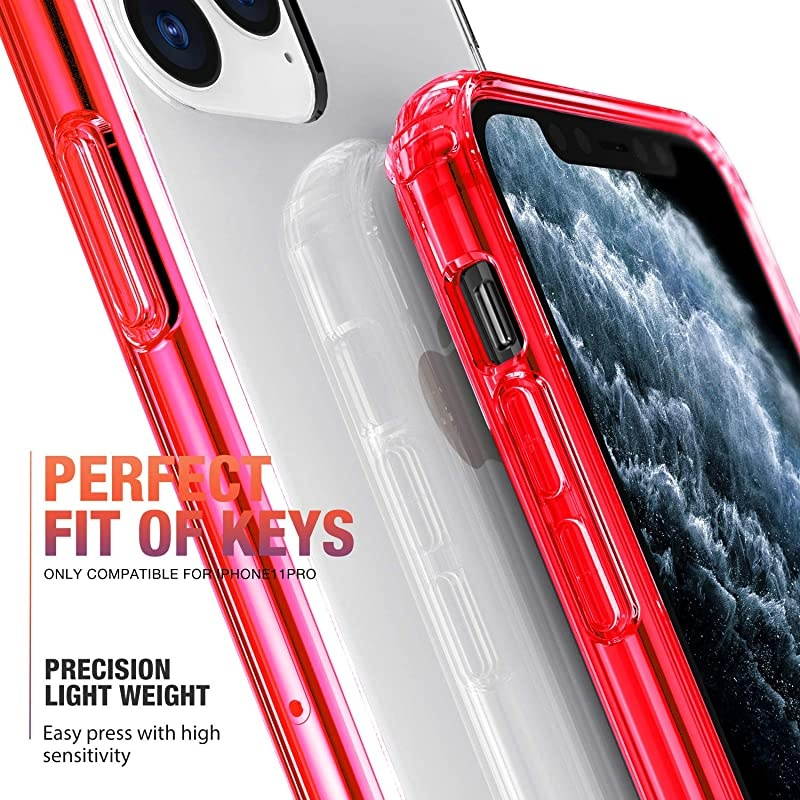Compatible with iPhone 11 Pro Case Clear AntiScratch Shockproof Cases Cover for iPhone 11 Pro 58 inchRed