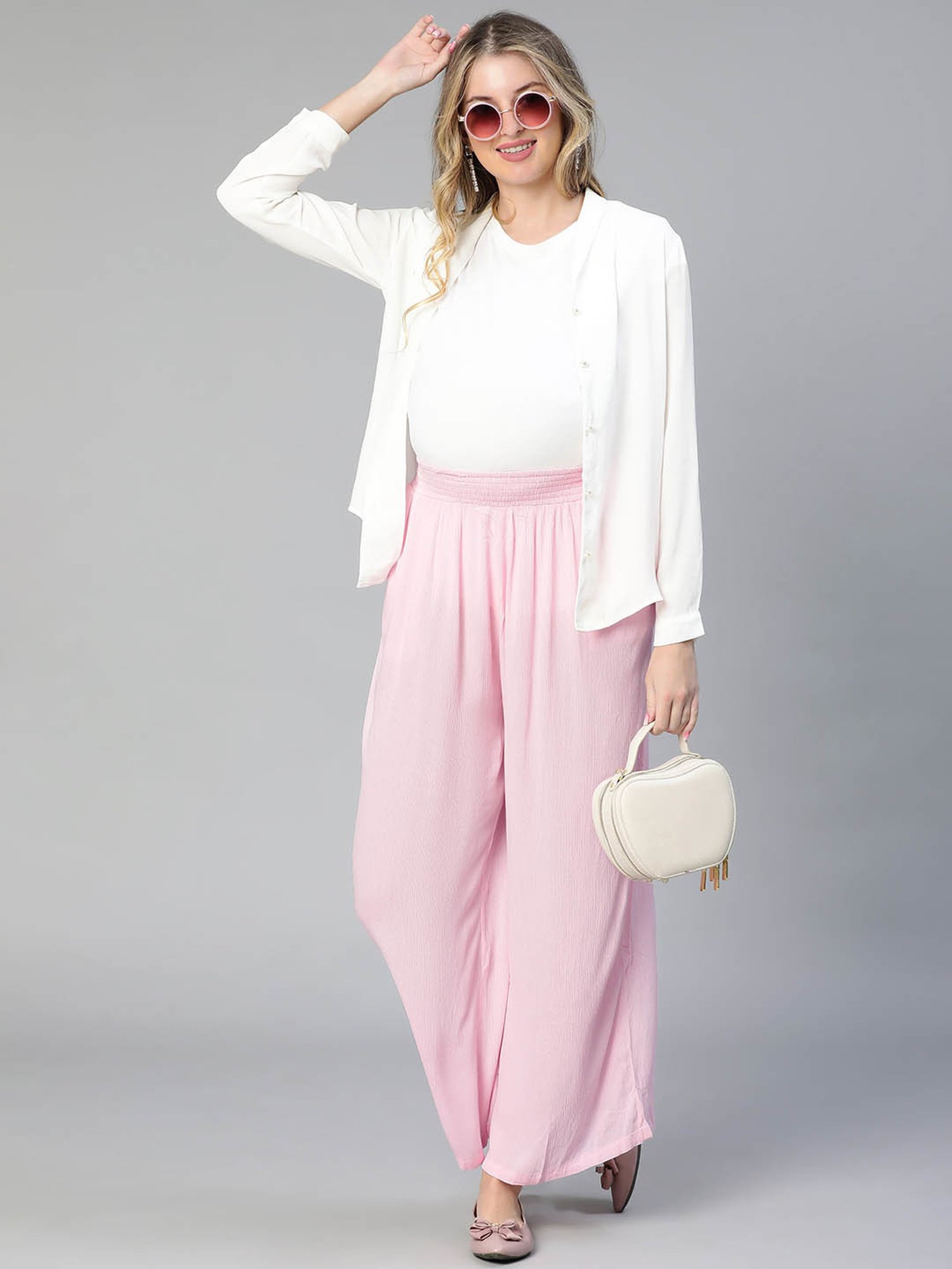 Oxolloxo Light Pink Regular Fit Maternity Pants