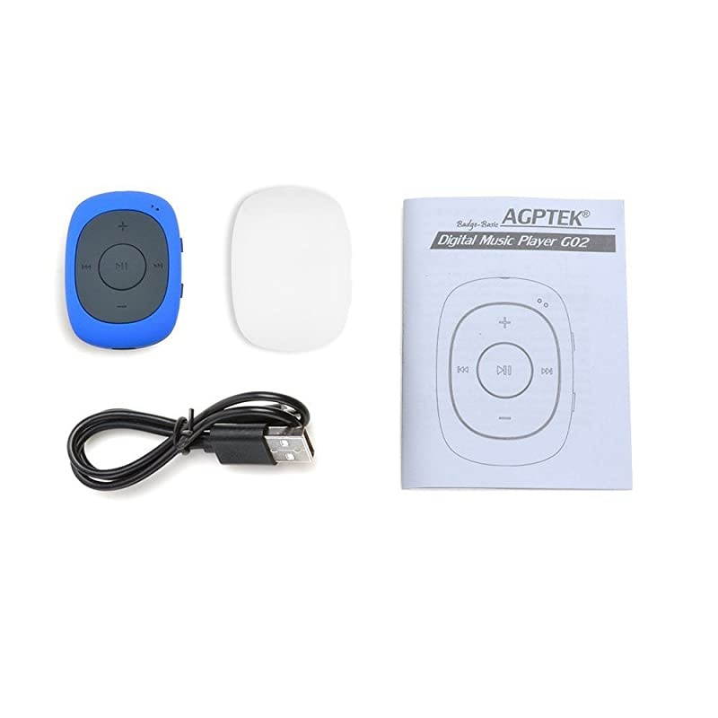 G02 8GB Clip MP3 Player with FM Shuffle, Portable Music Player with Sweatproof Silicone Case for Sports, Blue