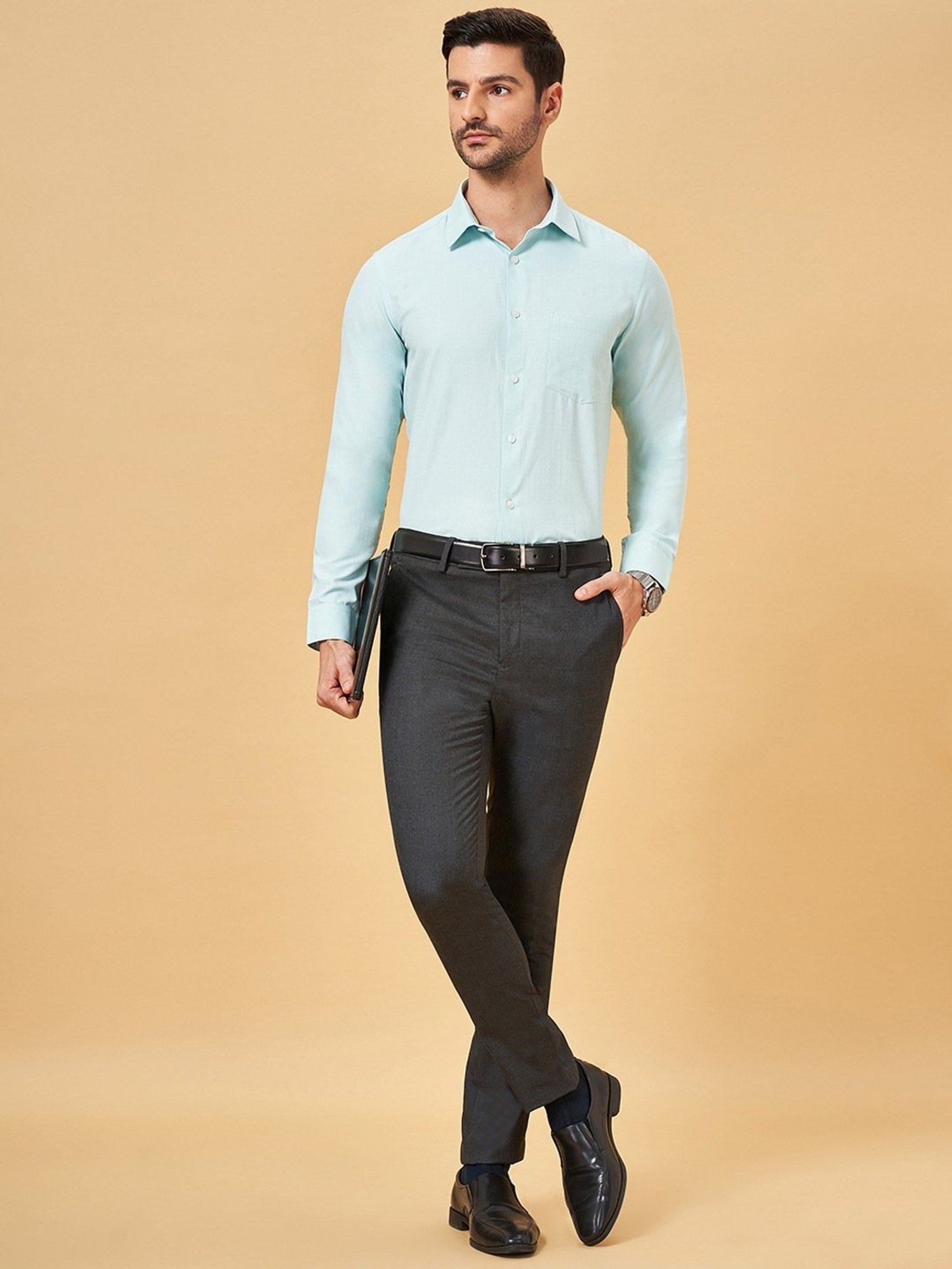 Byford By Pantaloons Apple Green Slim Fit Shirt