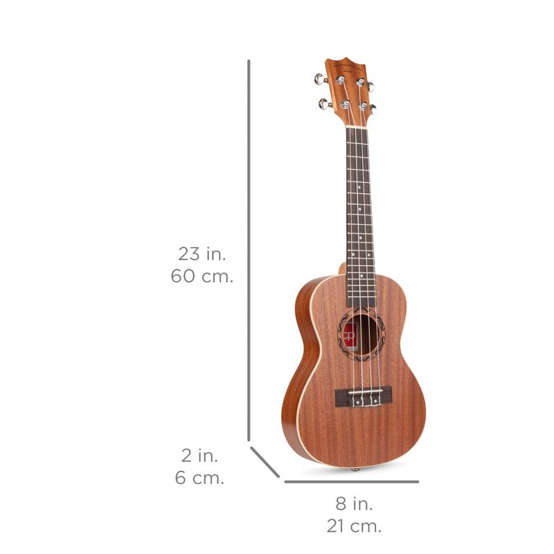 Best Choice Products 23in Acoustic Concert Sapele Ukulele Starter Kit w/ Gig Bag, Strap, Picks, Electric Tuner