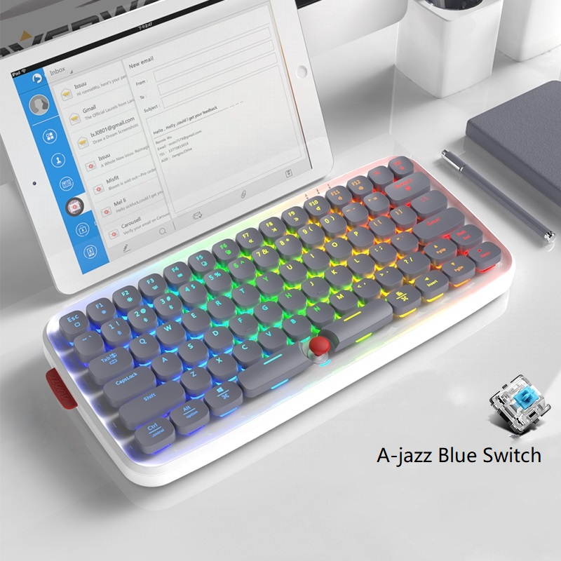 Ajazz-Zero  Ergonomic Design,Cool Exterior Bluetooth Wireless and Type-c- USB Wired Dual Mode Connectivity, 79keys  Mechanical RGB Backlit Keyboard For Office And Game - Pink(Box Black Switch)