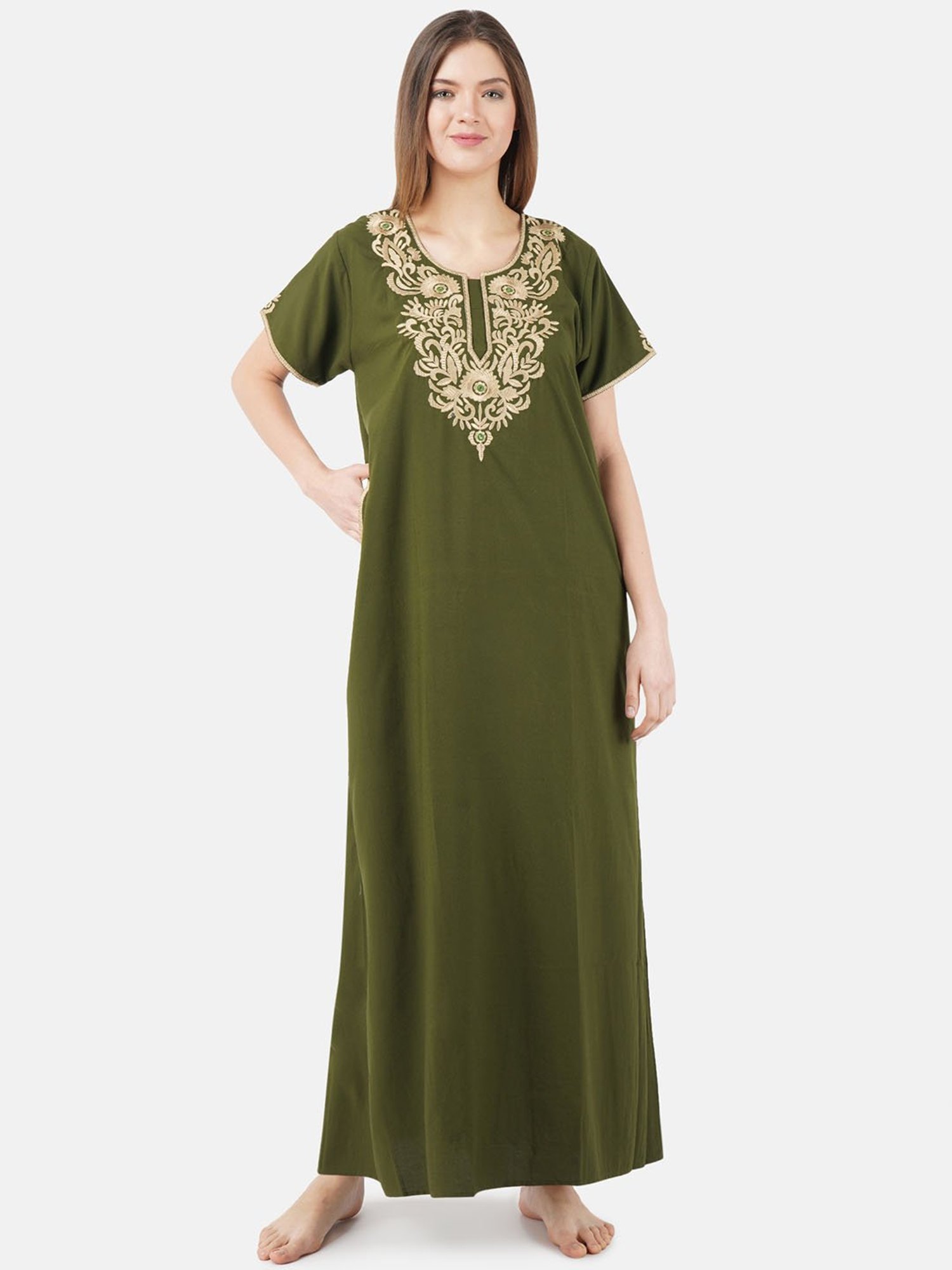 KOI SLEEPWEAR Olive Embroidered Nighty