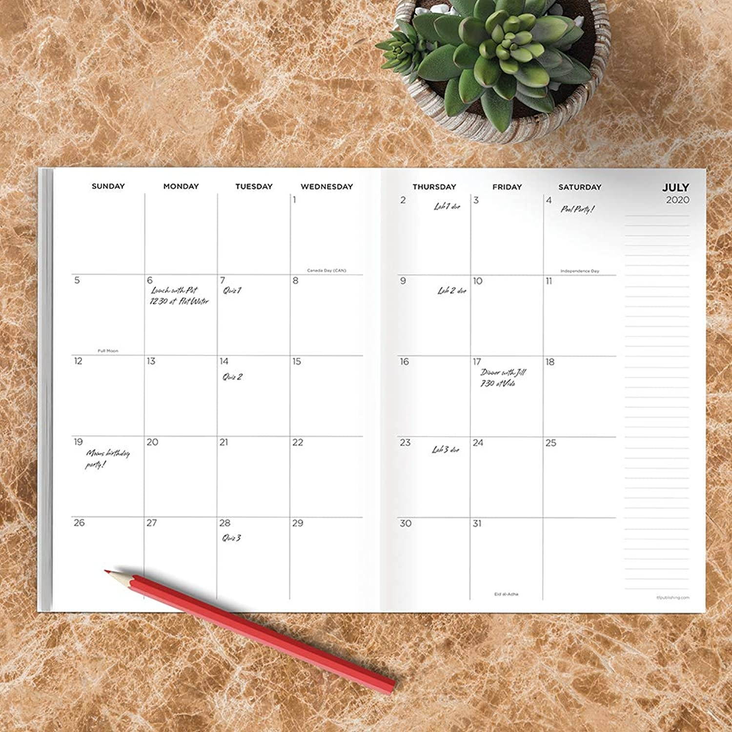Surf & Sand Tropical Medium 7.5 x10.25 Monthly Planner (July 2020 - June 2021)