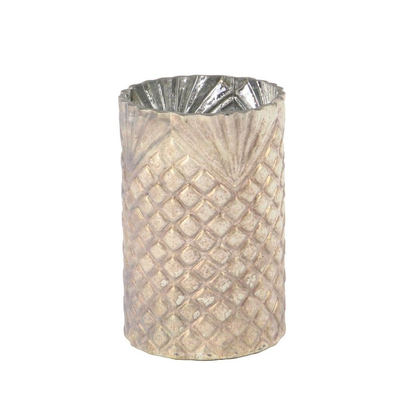 Set of 3 Coastal Cylindrical Glass Candle Holders - Olivia & May