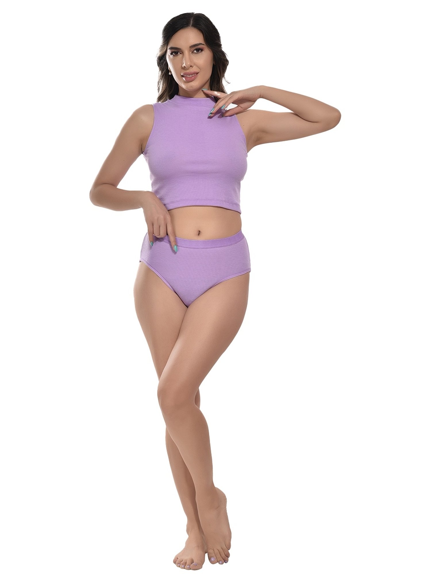 mod & shy Pink Self Pattern Lingerie Set