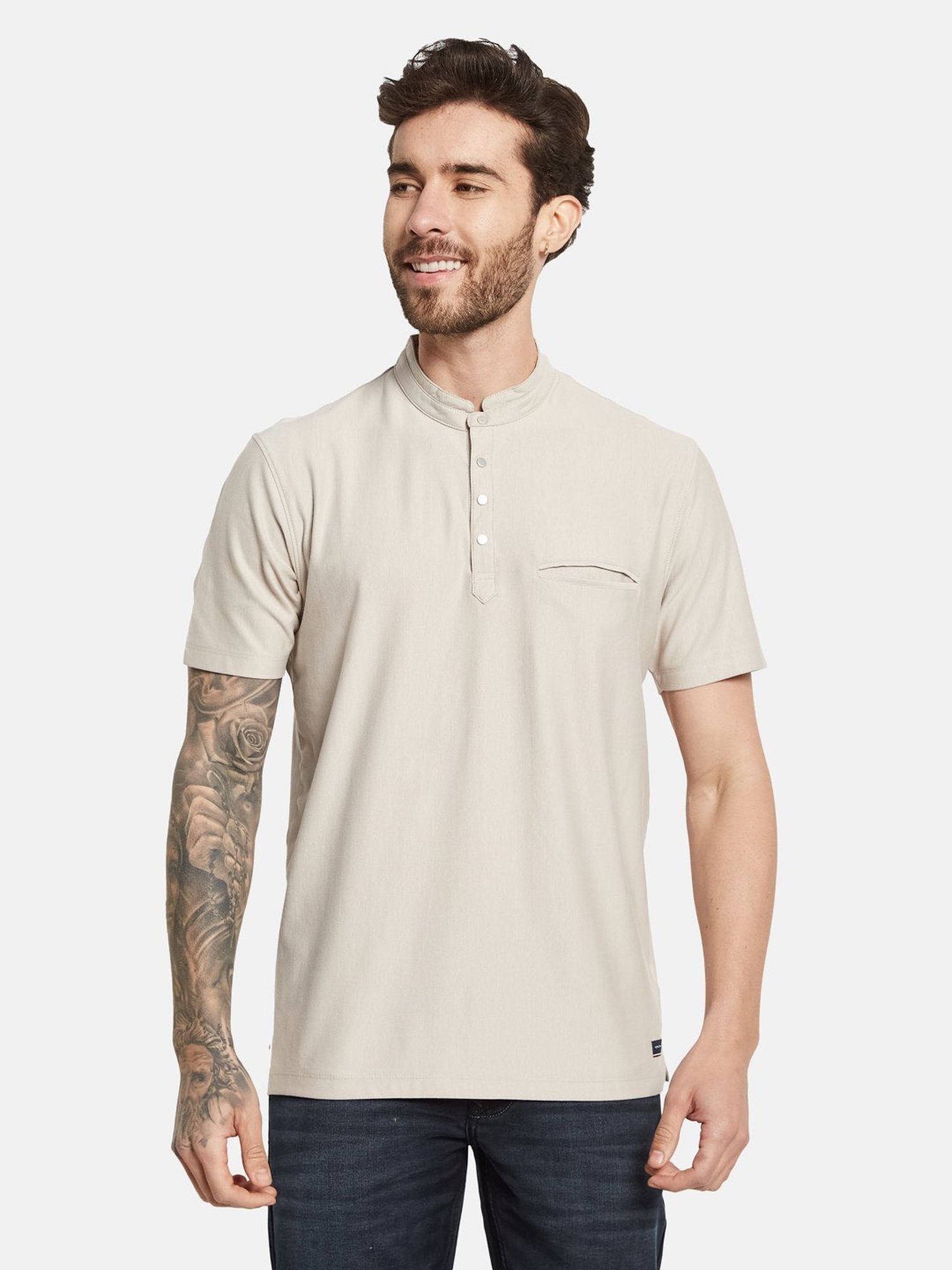 Octave Mastic Cotton Regular Fit Henley T-Shirt
