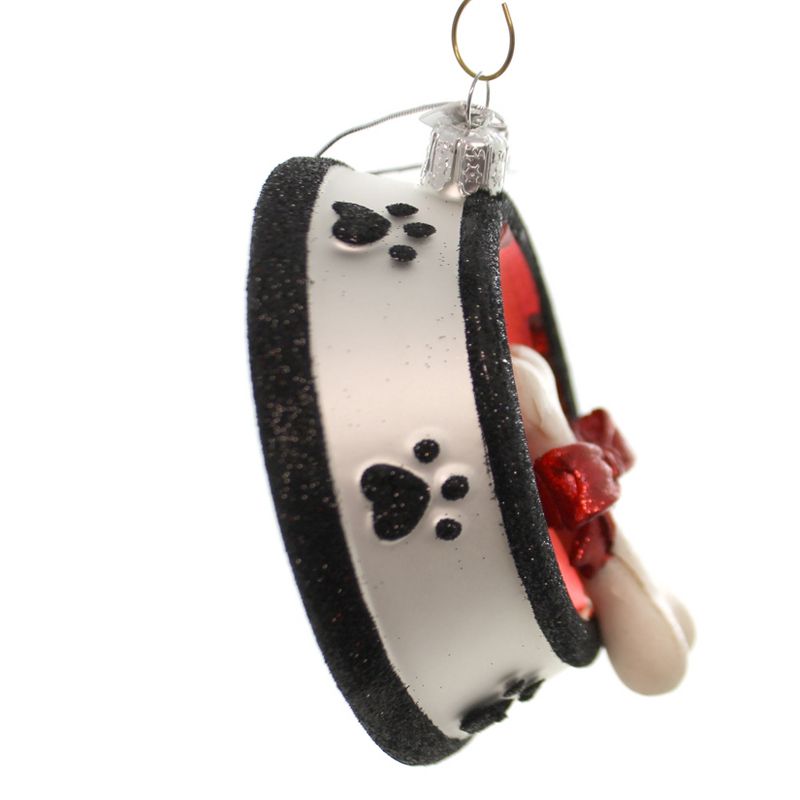 Noble Gems Dog Bone In Bowl Glass Ornament Pet Puppy  -  Tree Ornaments