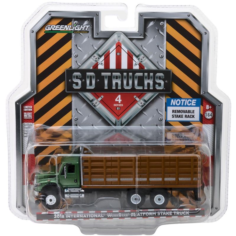 2018 International WorkStar Platform Stake Truck with Wood Effect S.D. Trucks Series 4 1/64 Diecast Model by Greenlight