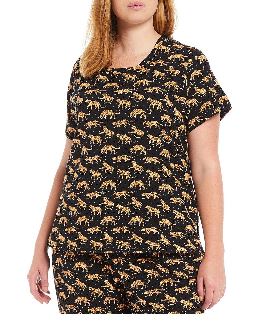 Sleep Sense Plus Leopard Print Jersey Knit Coordinating Sleep Tee