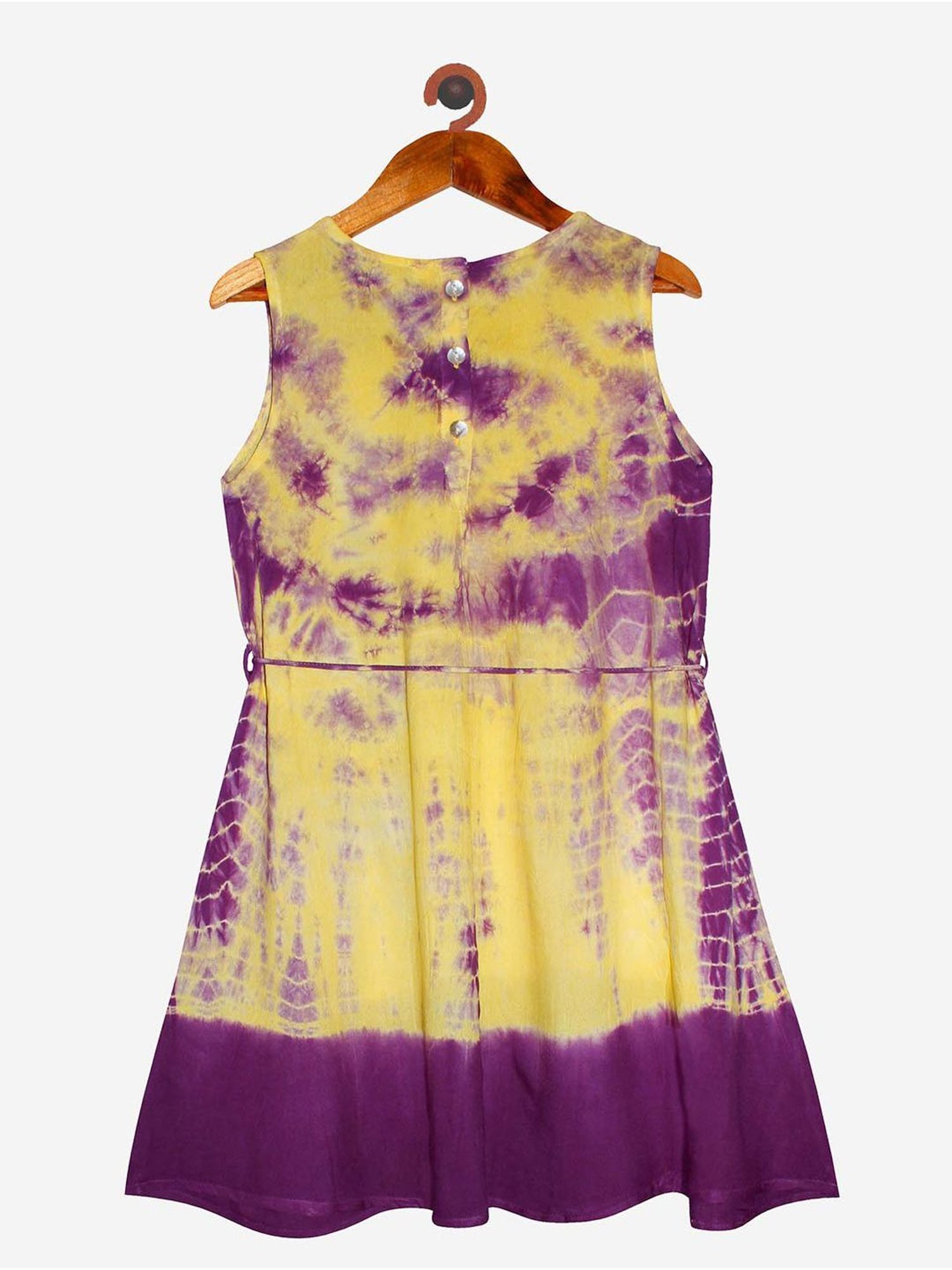 Kiddopanti Kids Yellow & Lilac Tie Dye Dress