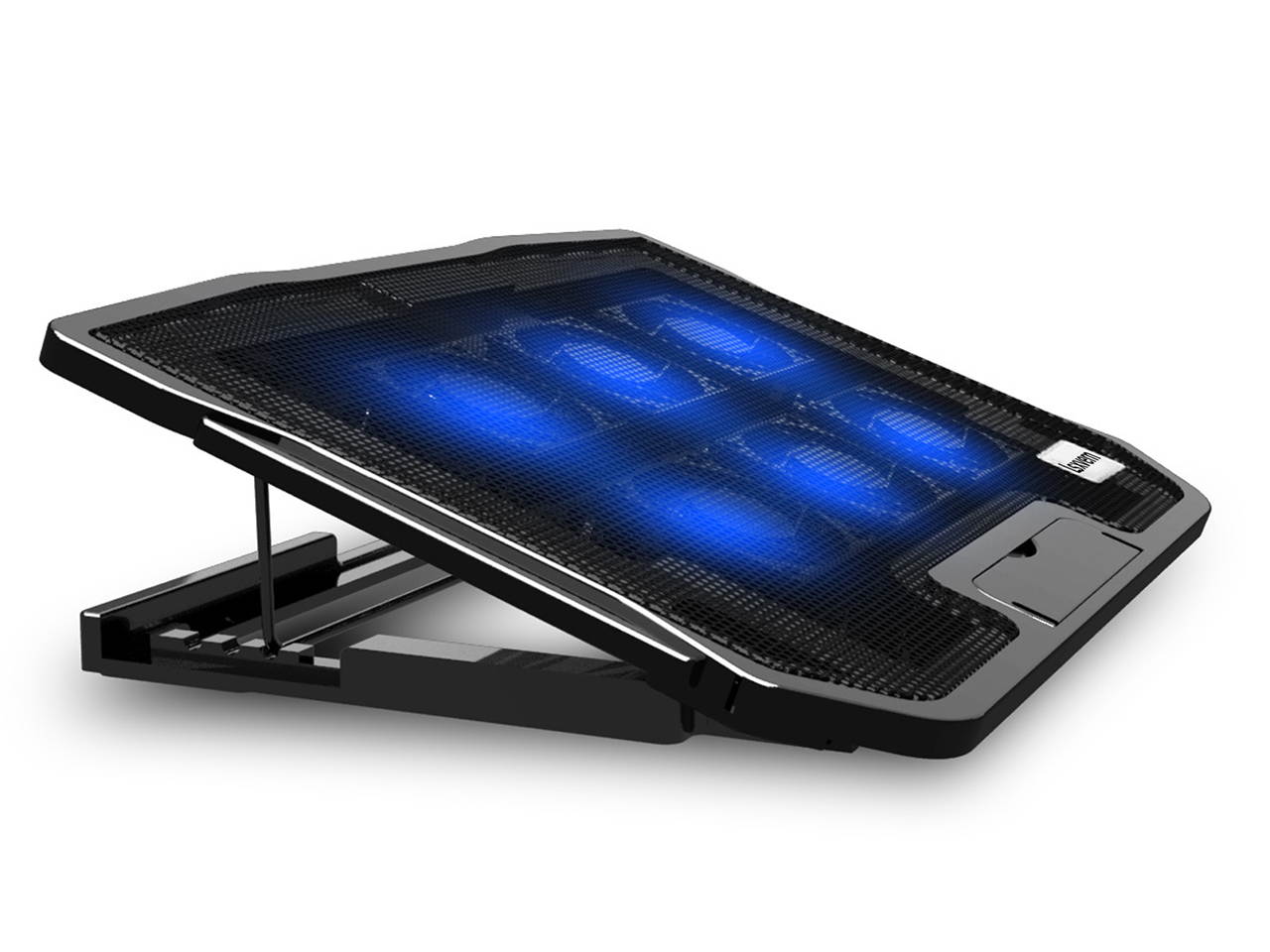 Lsxvern Laptop Cooling Pad, 6-Fan Notebook Laptop Cooler Cooling Pad with LED Lights, Dual 2.0 USB Ports, Suitable for 12-17 Inch Laptops