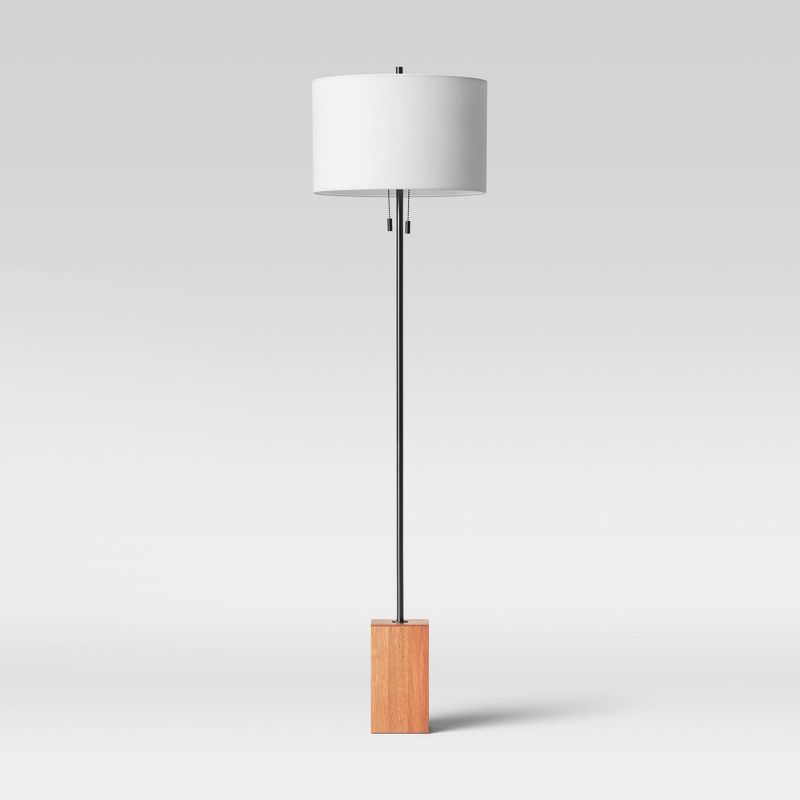 Floor Lamp with Wood Block Base (Includes LED Light Bulb) Brown - Project 62™