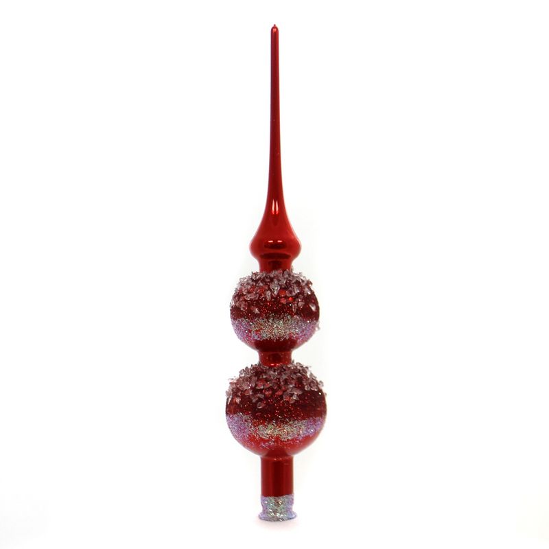 Christina's World 12.0" Red Finial With Crystals Tree Topper Christmas  -  Tree Toppers