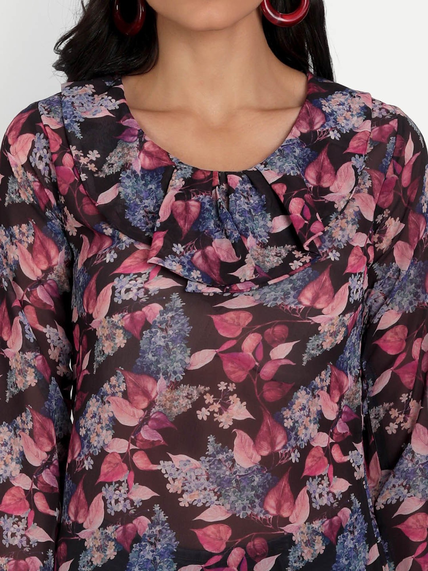 MASAKALI.CO Black Floral Print Top