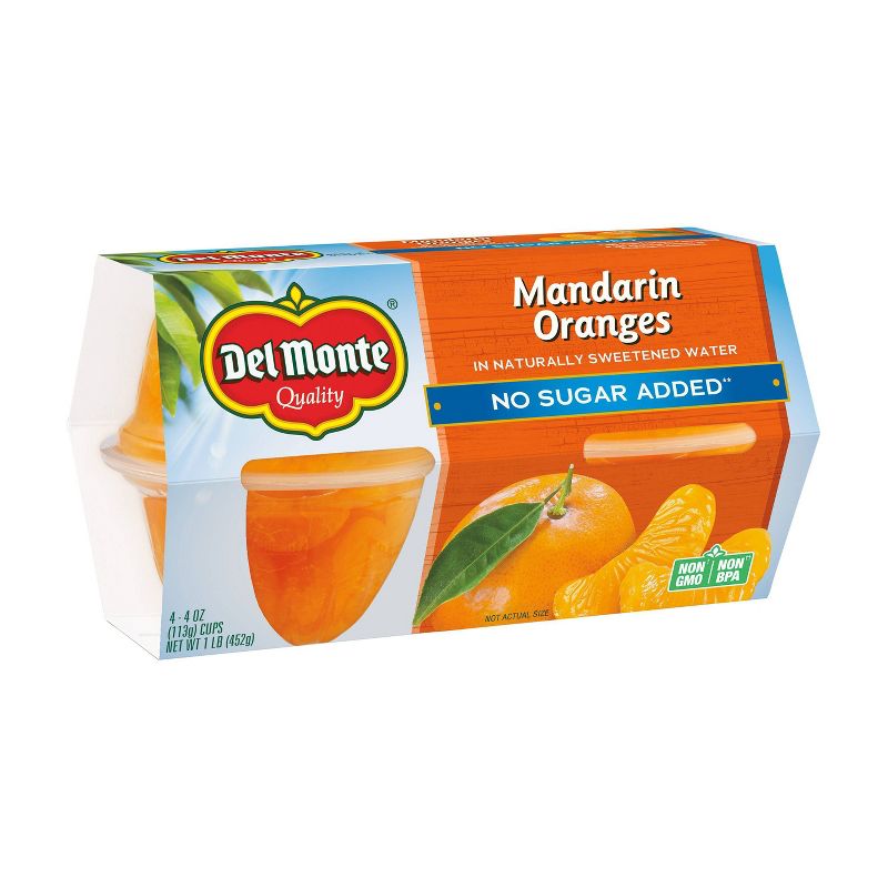 Del Monte No Sugar Added Mandarin Oranges In Artificially Sweetened Water Fruit Cups - 4ct