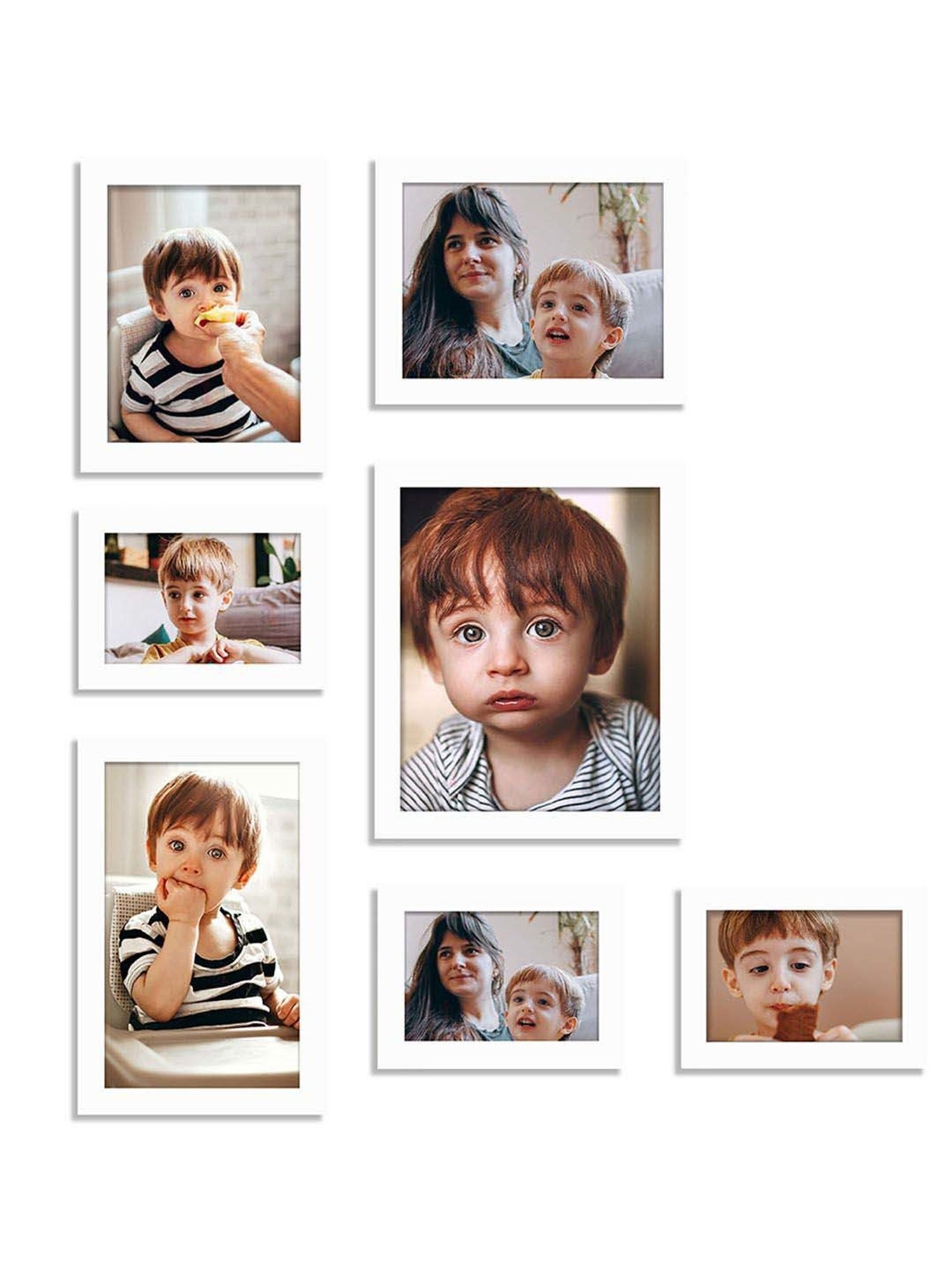 Art Street White Synthetic Dark Horse Wall Photo Frame - Set of 7