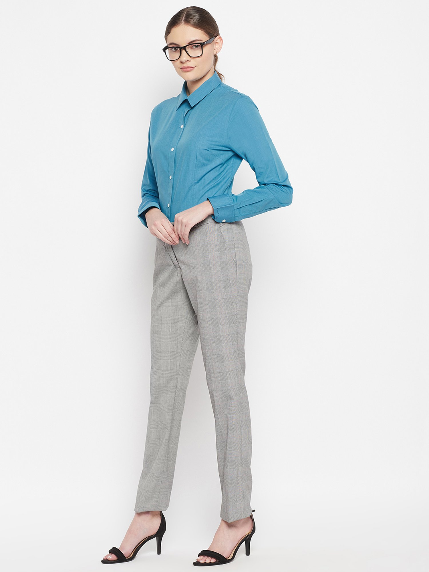 Crozo By Cantabil Dark Blue Cotton Shirt