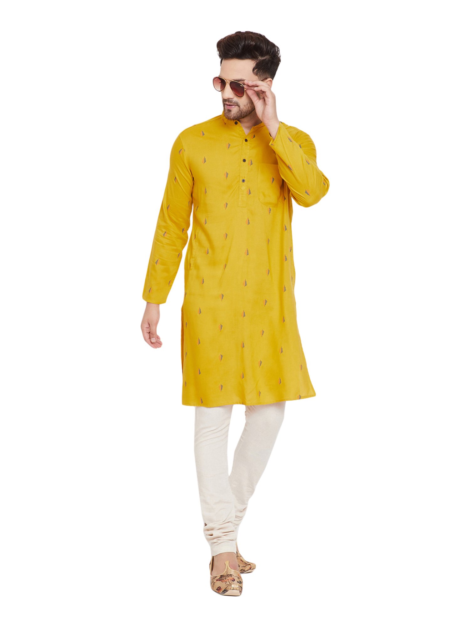 Even Mustard Regular Fit Printed Kurta