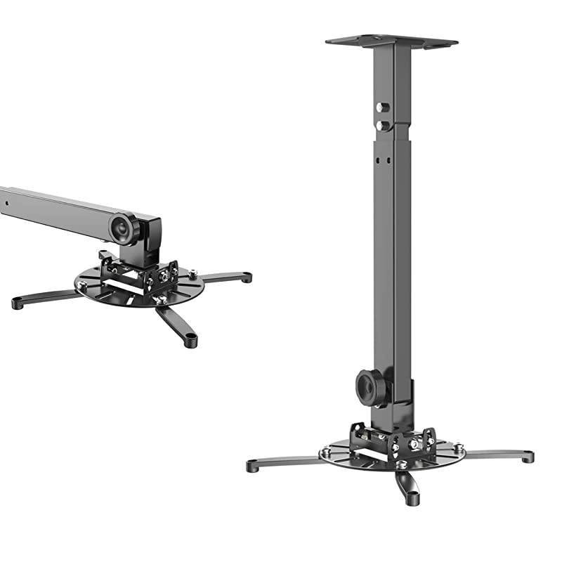 Universal Projector Ceiling Mount Wall Mount Bracket with Extendable Pole Length 165quot252quotHold up to 33lbsBlackTwo Different Install Ways
