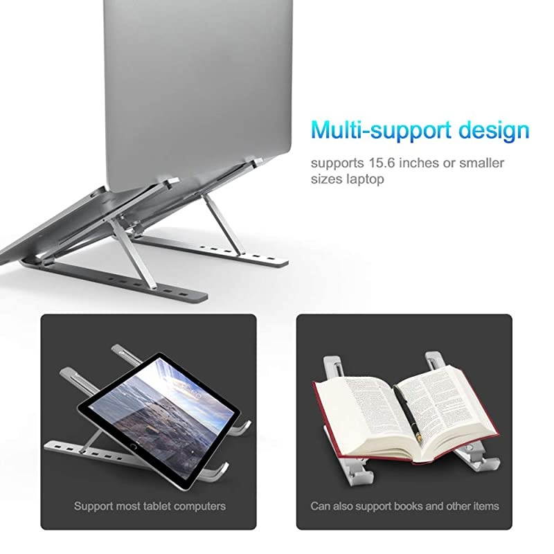 Laptop Stand  Ventilated Adjustable Laptop Stand Laptop Riser Aluminum Cooling Portable Laptop Stand and Suitable for All Tablets (Silver)