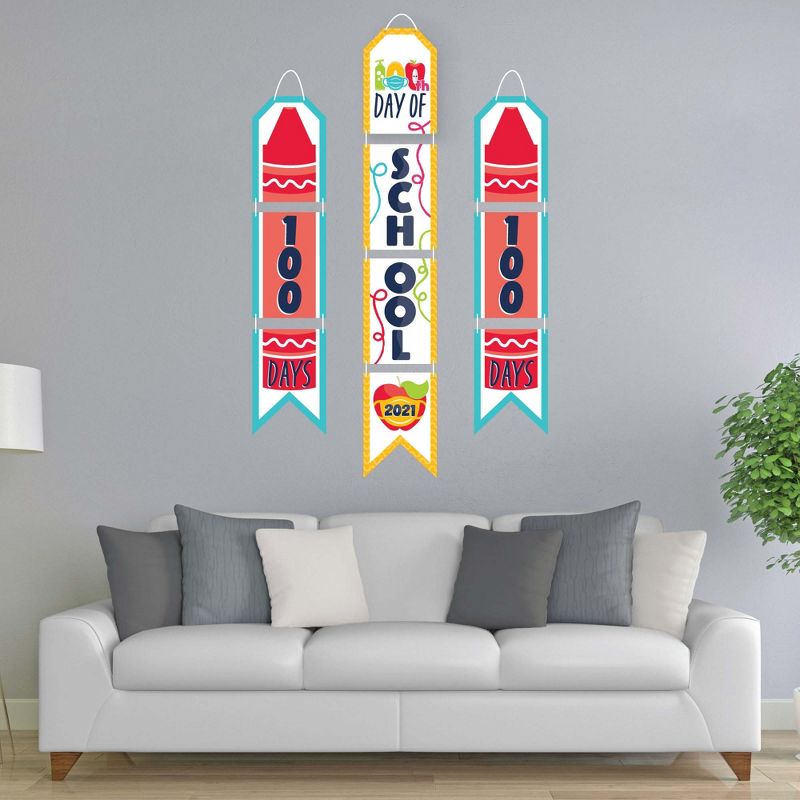 Big Dot of Happiness 100 Days 2021 - Hanging Vertical Paper Door Banners - 100th Day of School Party Wall Decoration Kit - Indoor Door Decor