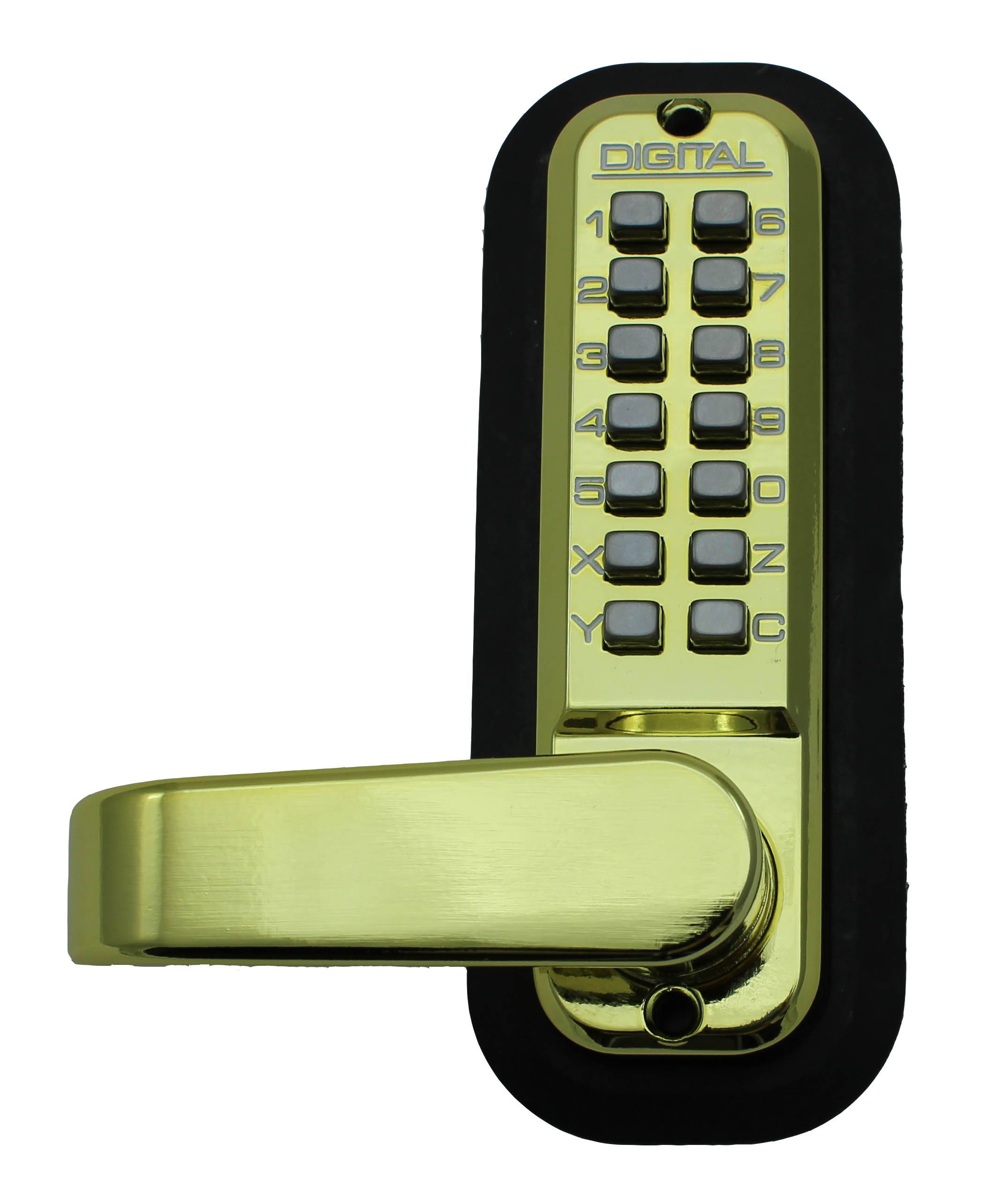 LockeyUSA Digital Door Lock 2835 Lever Handle with Double Combination, Bright Brass