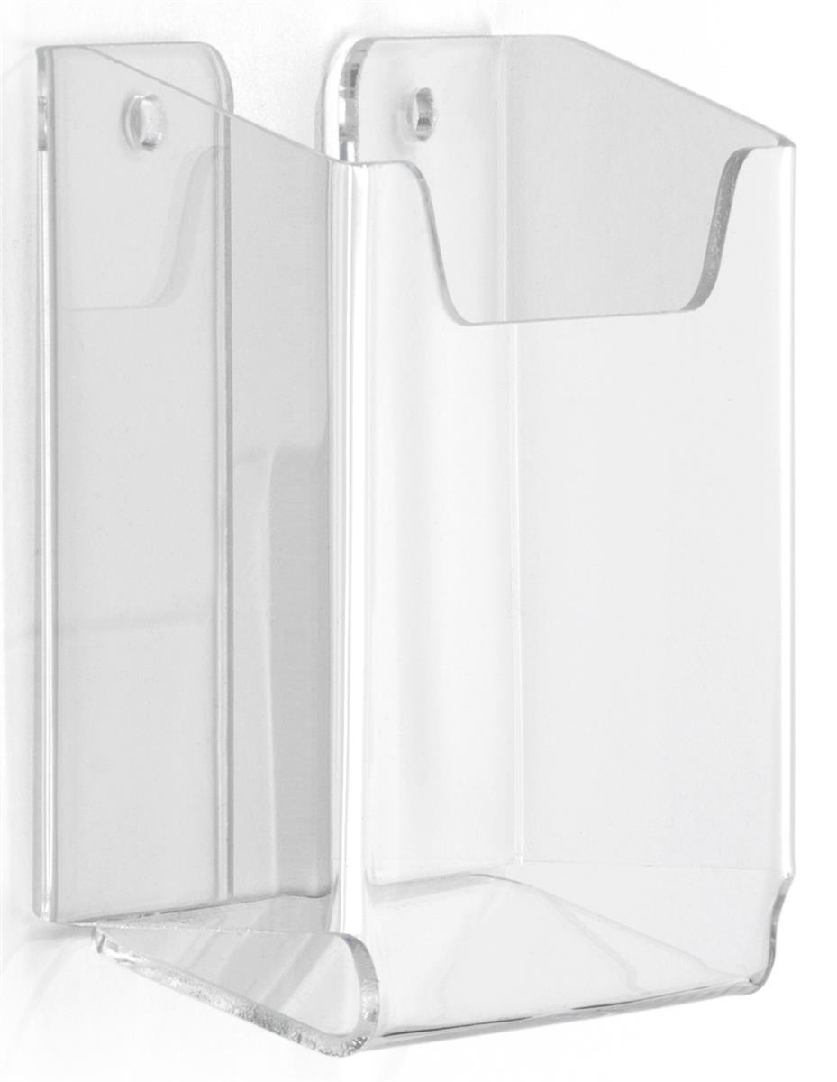 Wall Mounted Clear Acrylic Brochure Holder, Frameless Design, 3-3/4 x 3-3/8 x 1-1/8-Inch - Sold In A Set Of 20 (LHWM375)