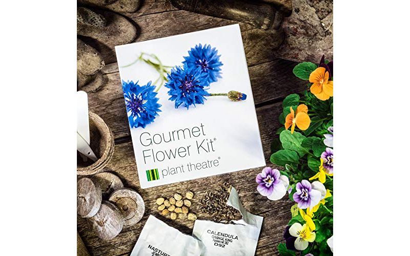 Plant Theatre Gourmet Flower Kit - Plant Seed Kit - 6 Edible Flower Varieties to Grow - Everything you need to start growing in one box!