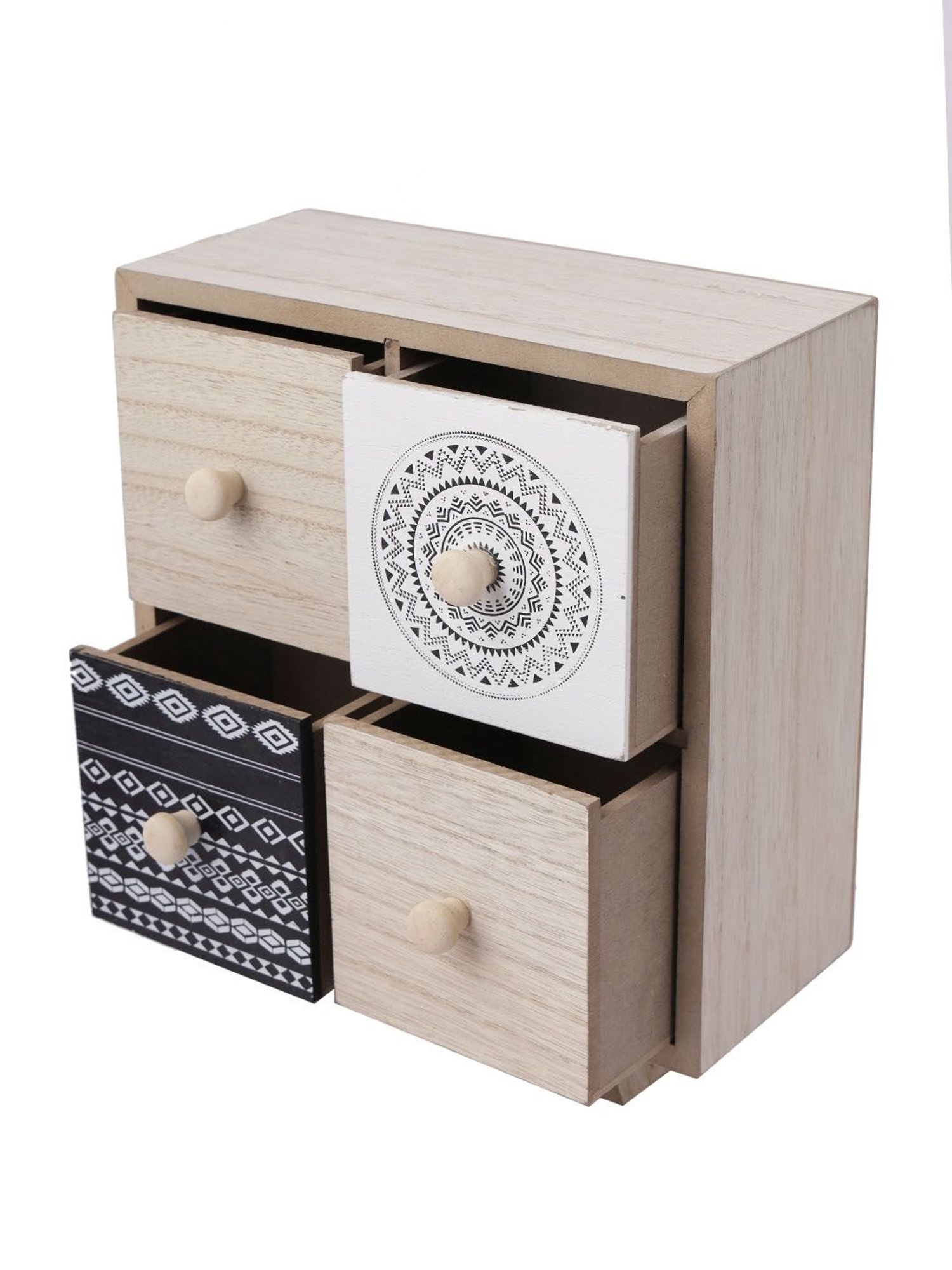 Aapno Rajasthan Beige & White Wooden Jewellery Organiser - Set of 1