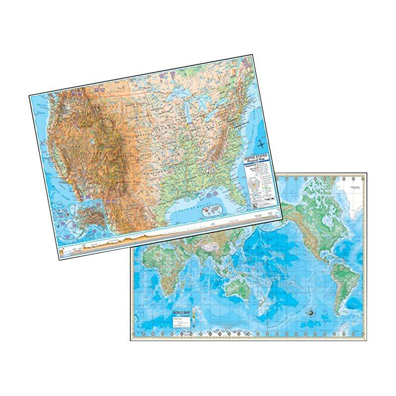 UNI2982327A1 USWorld Physical Rolled Laminated Map Set 48quot Width 36quot Height