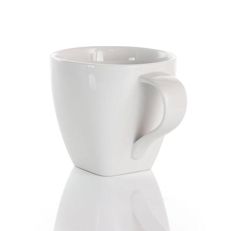 10oz 12pc Porcelain Market Square Cup and Saucer Set White - Elama