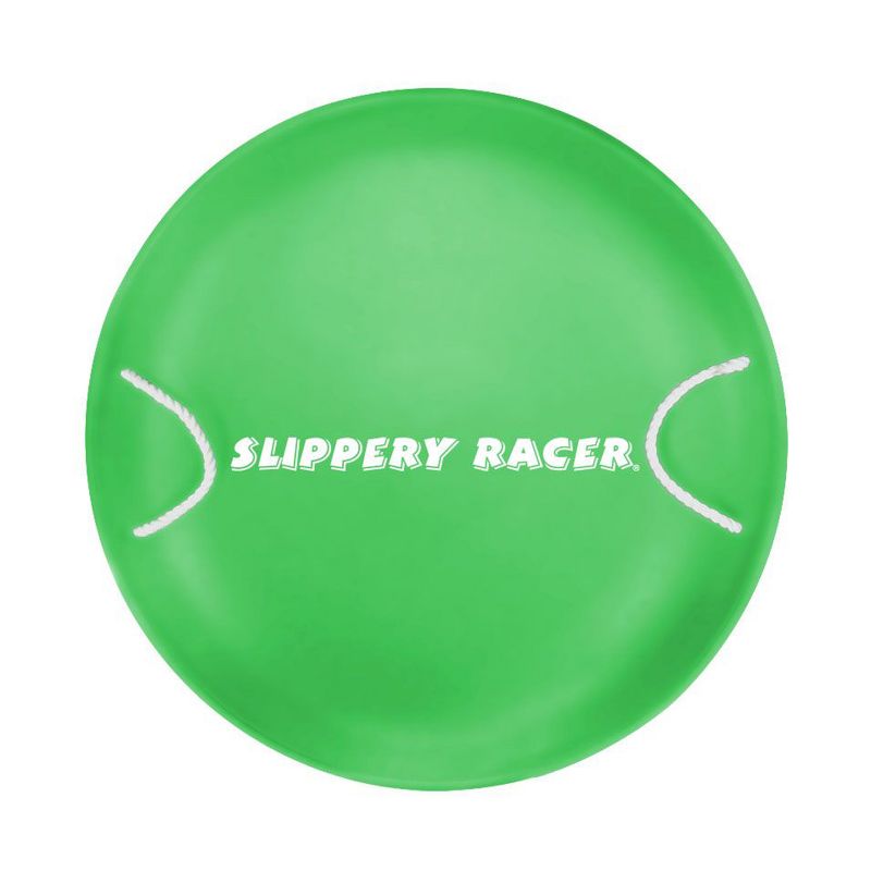 Slippery Racer SR745G ProDisc 26 Inch Heavy Duty Aluminum Iron Alloy Metal Saucer Snow Sled with Dual Riveted Soft Grip Rope Handles, Green