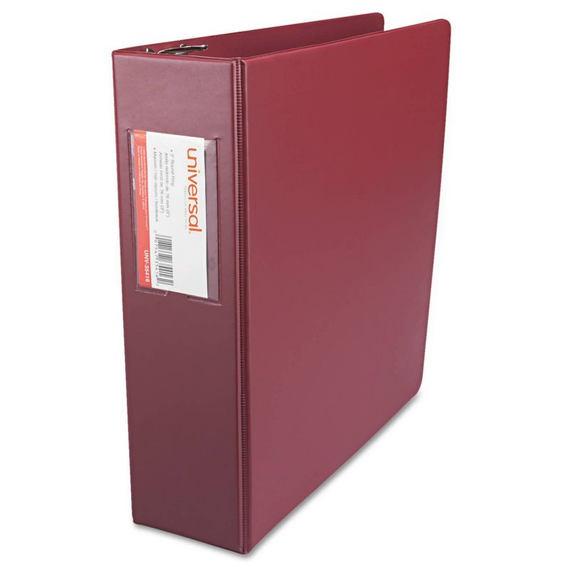 Universal Suede Round Ring Binder With Label Holder, 3" - Burgundy