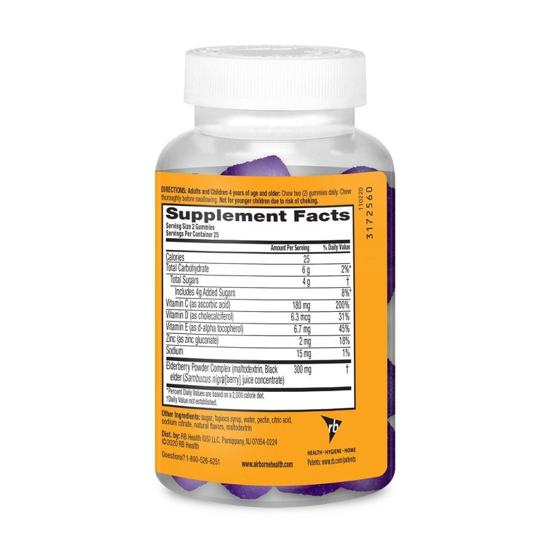 Airborne Adult Elderberry Gummies with Vitamin C & Vitamin D - 50ct
