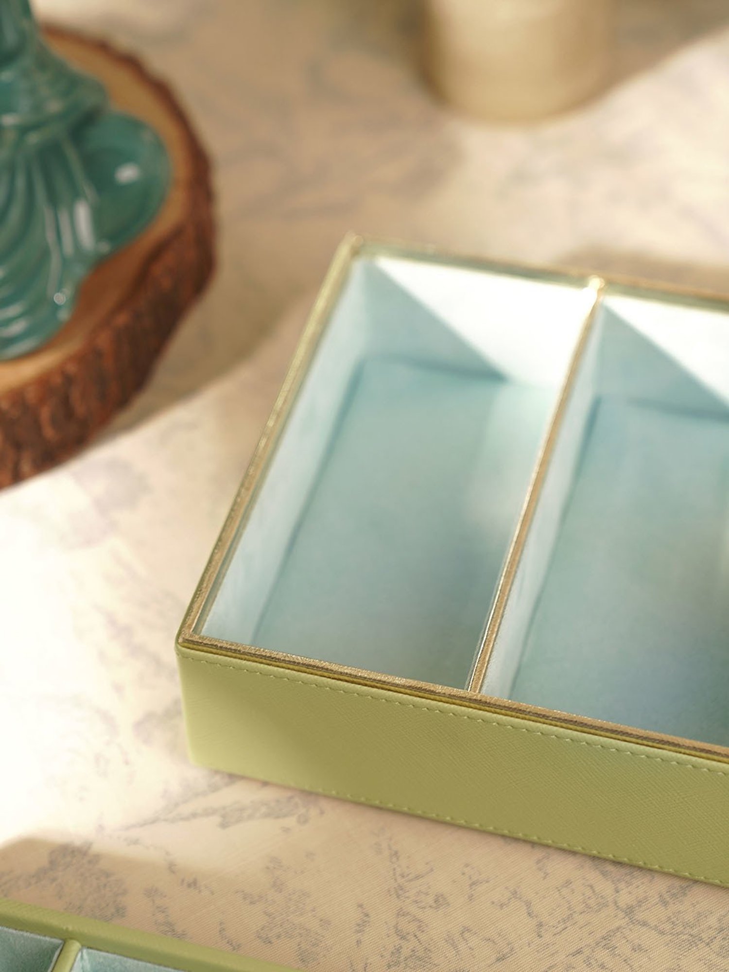 Pure Home and Living Green Faux Leather Organisers