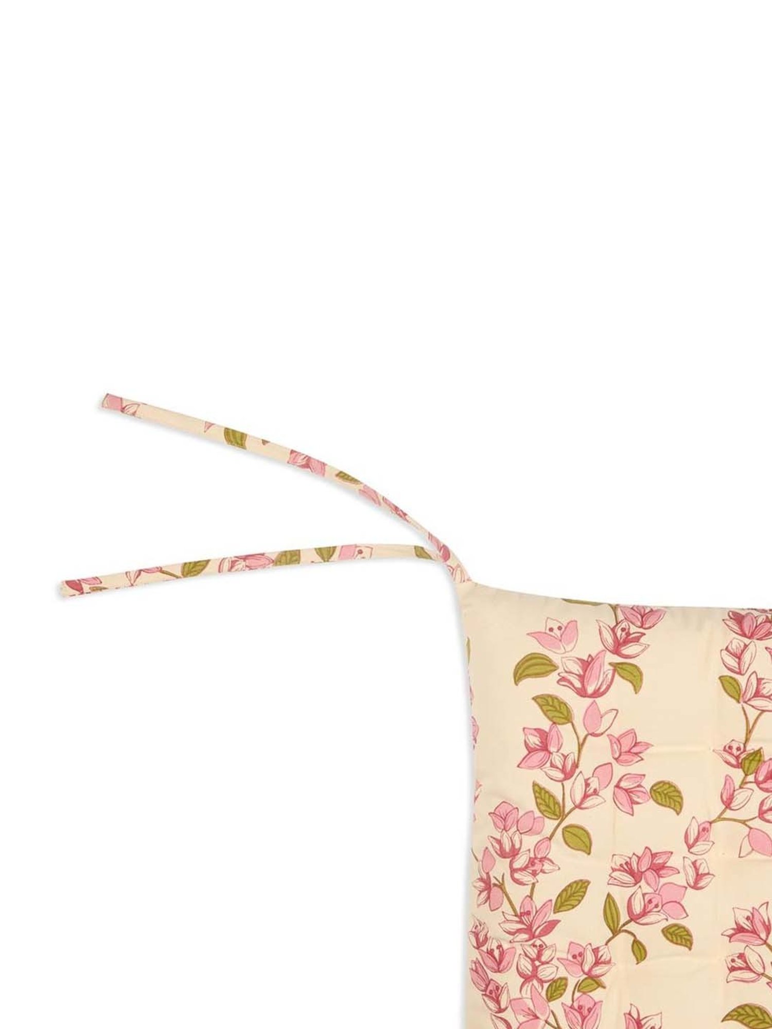 Fabindia Home Pink Cotton Bougainvillea Printed Chair Pad