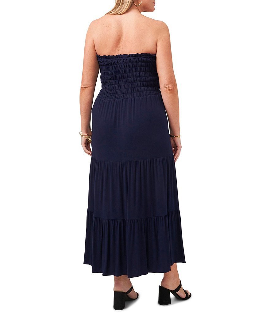 1. STATE Plus Size Strapless Smocked Bodice Maxi Dress