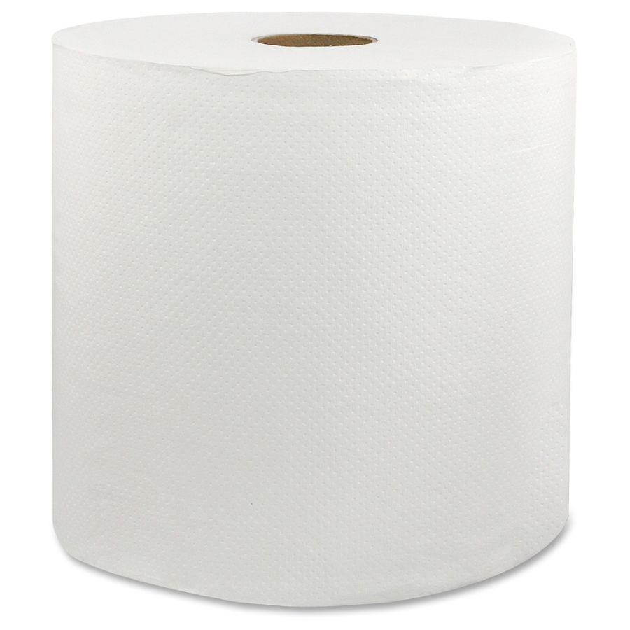 Livi Solaris Paper Hardwound Paper Towels - 1 Ply - 8" x 800 ft - White - Virgin Fiber - Embossed, Absorbent, Durable - For Hand - 6 / Carton