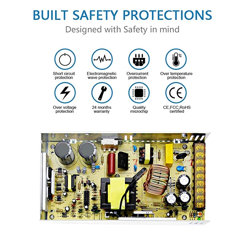 12V Power Supply 20A 240W AC DC Adapter 110V 220V AC to DC 12 Volt 20 Amp Switching Power Converter Transformer LED Driver for LED Light Strip 3D Printer CCTV Security System LCD Monitor